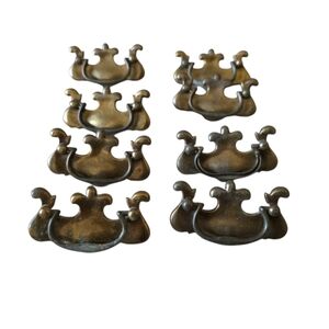 Vintage Brass Drawer Pulls Drawer Handles Set Of 8 Ornate Gold Brown Curved Edge